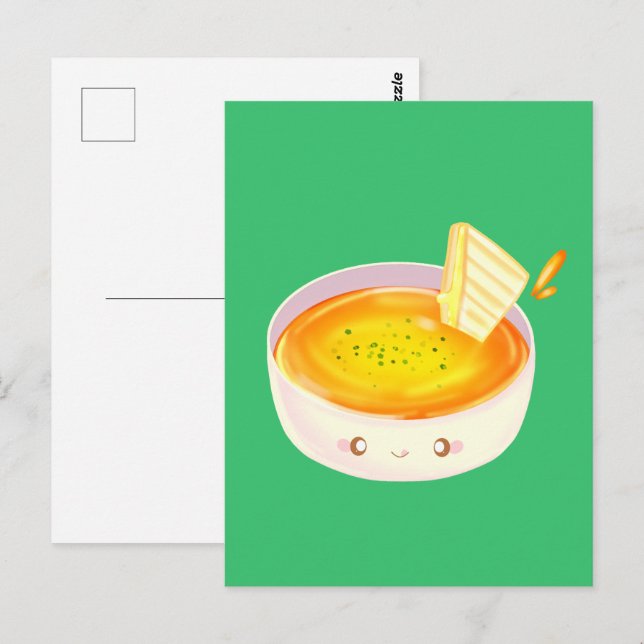Cartão Postal Sopa De Tomate E Sanduíche De Queijo Grelhado (Frente/Verso)