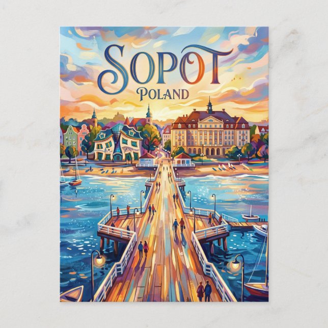Cartão Postal Sopot Polônia (Frente)
