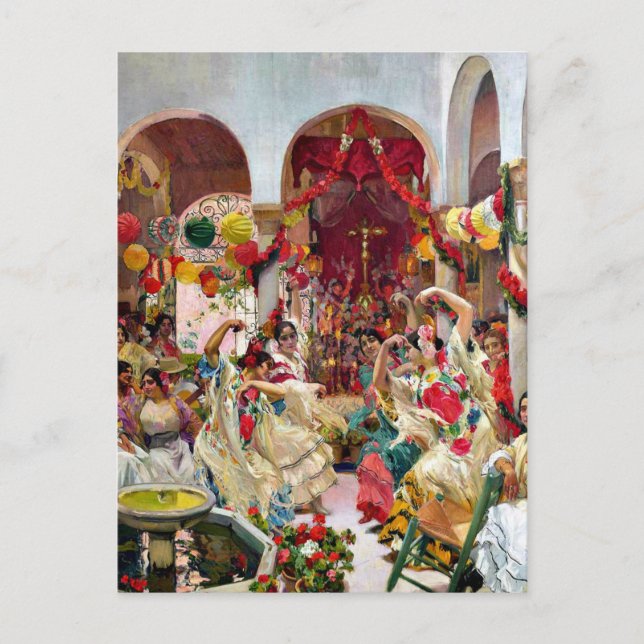 Cartão Postal Sorolla: Sevilha — A Dança (Frente)