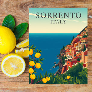 Cartão Postal Sorrento, Itália Lemons Viagem Retro