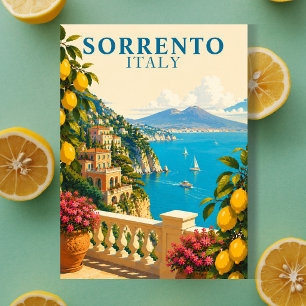 Cartão Postal Sorrento Itália Limões Viagem Vintage