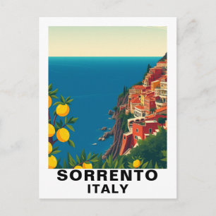 Cartão Postal Sorrento, Itália Limões Viagem Vintage