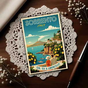 Cartão Postal Sorrento, Itália: Uma Edição Vintage dos Anos 1960