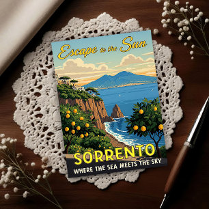 Cartão Postal Sorrento, Itália: Uma Vintage dos anos 1960