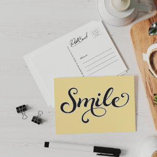 Cartão Postal Sorria Amarelo Feliz Dizer Olá Diversão