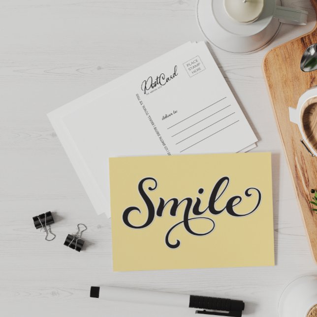 Cartão Postal Sorria Amarelo Feliz Dizer Olá Diversão (Criador carregado)