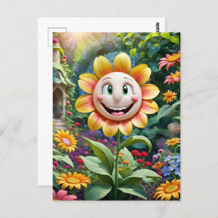 Cartão Postal Sorria, rosto sorridente em nuvens, Passagem