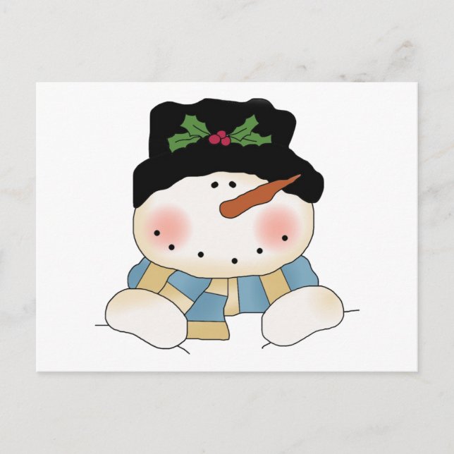 Cartão Postal Sorrindo Camisetas e presentes de boneco de neve (Frente)