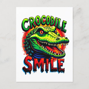Cartão Postal "Sorriso crocodilo alegre - Divertido e Whimical