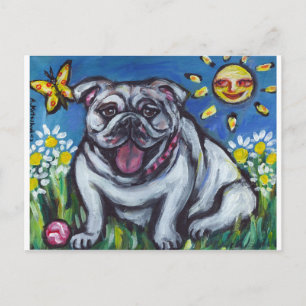 Cartão Postal Sorriso solar do Buldogue Inglês