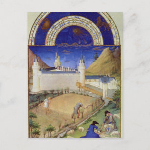 Cartão Postal Sorte de julho: Colheita e Ovinos