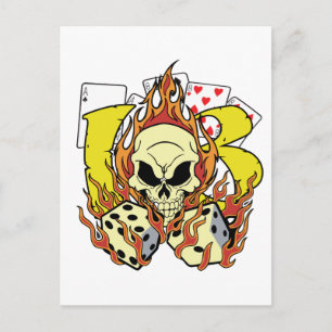 Cartão Postal Sortudo 13 Dice and Skull
