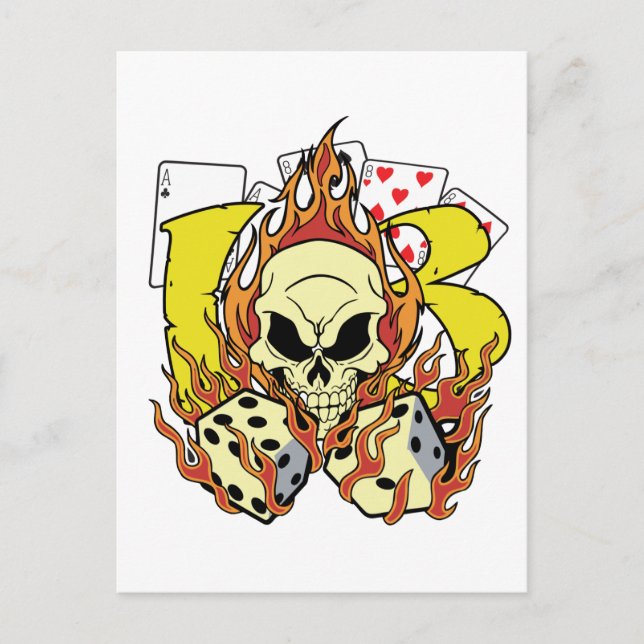 Cartão Postal Sortudo 13 Dice and Skull (Frente)