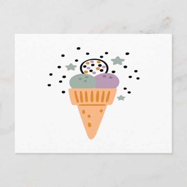 Cartão Postal Sorvete Arco-Íris Triplo (Frente)