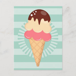 Cartão Postal Sorvete Cone - Chocolate Bonito Vanilla Verde