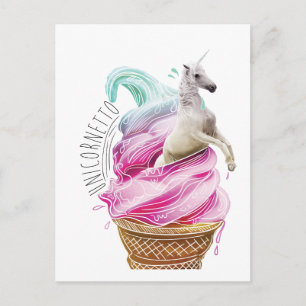 Cartão Postal Sorvete de diversão do Unicorn Cornetto