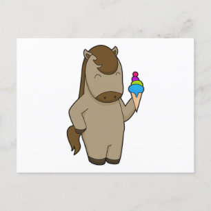 Cartão Postal Sorvete de waffle de cavalo