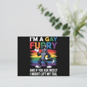 Cartão Postal Sou um Raposo Arco-Íris Gay Furry Lobo Mês do Orgu