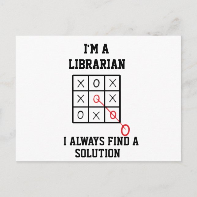 Cartão Postal Sou Uma Bibliotecária Sempre Encontro Uma Solução  (Frente)