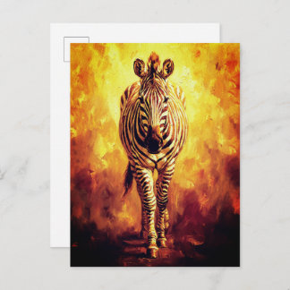 Cartão Postal Soul of Jungles Zebra Golden Oil Painting