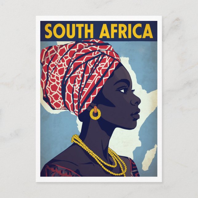 Cartão Postal South Africa Woman Portrait Retro Art (Frente)