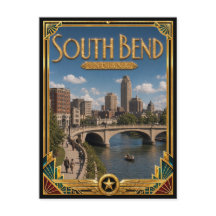 South Bend Indiana Arte Deco Vintage Idade Dourada