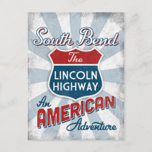 Cartão Postal South Bend Lincoln Highway Vintage América Indian