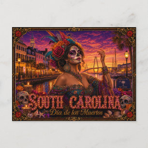 Cartão Postal South Carolina Día de los Muertos Retro