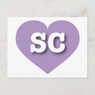 Cartão Postal South Carolina Lavanda Heart - Eu amo SC