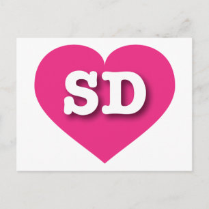 Cartão Postal South Dakota Hot Pink Heart - Eu amo SD