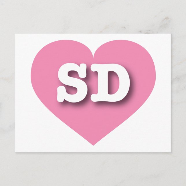 Cartão Postal South Dakota Pink Heart - Eu amo SD (Frente)