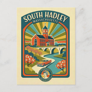 Cartão Postal South Hadley, Massachusetts Retro anos 1950