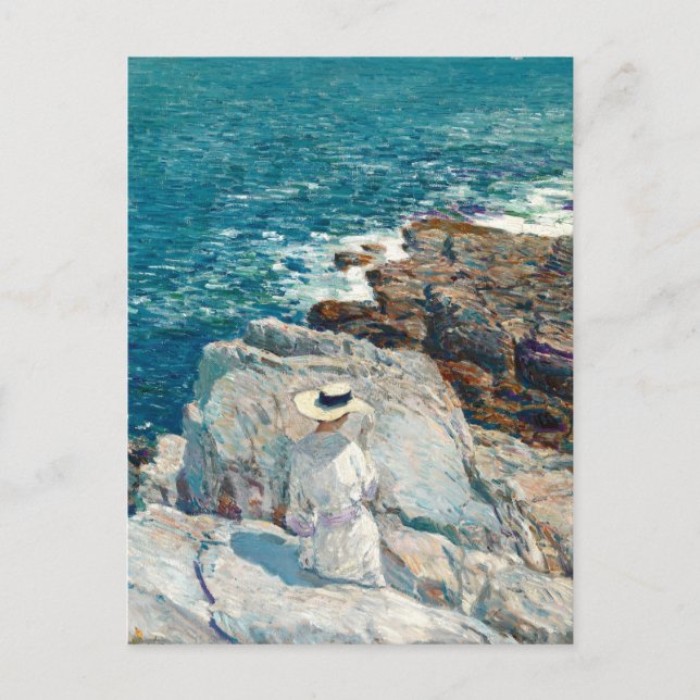 Cartão Postal South Ledges, Appledore, por Childe Hassam (Frente)