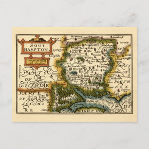Cartão Postal Southampton: Mapa do Condado de Southamptonshire