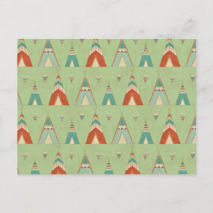 Cartão Postal Southwest Geo Step   Padrão Green Teepee