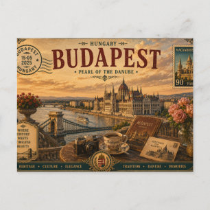 Cartão Postal Souvenir de Férias Vintage na Hungria