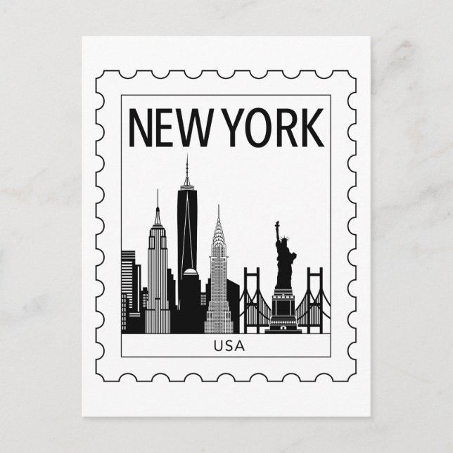 Cartão Postal Souvenir de Nova Iorque (Frente)