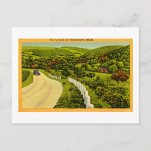 Cartão Postal Souvenir de Pickney, MI Vintage