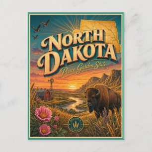 Cartão Postal Souvenir de Viagem Retrô de Dakota d