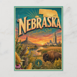 Cartão Postal Souvenir de Viagem Retrô de Nebraska
