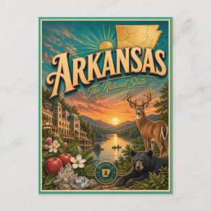 Cartão Postal Souvenir de Viagem Retro do Arkansas