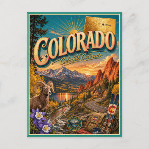 Cartão Postal Souvenir de Viagem Retro do Colorado