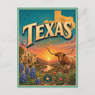 Cartão Postal Souvenir de Viagem Retro do Texas