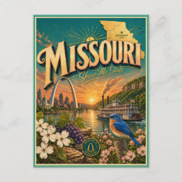 Cartão Postal Souvenir de Viagens Retrô do Missour
