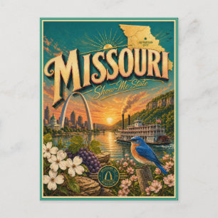 Cartão Postal Souvenir de Viagens Retrô do Missour