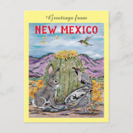 Cartão Postal Souvenir Novo México Southwest Animal Cactus Art