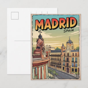 Cartão Postal Souvenirs de viagem vintage da cidade de Madrid, E