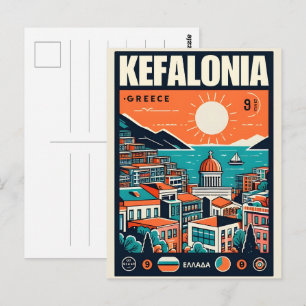 Cartão Postal Souvenirs de viagem vintage Kefalonia Grécia