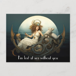 Cartão Postal Sozinho na pintura surreal do mar