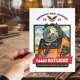 Cartão Postal SP GS-4 Daylight 4449 Steam Locomotive Retro Print